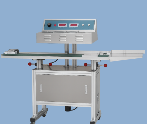 Máquina de inducción automática Sella 2000 de Sellaempaq, diseñada para sellar tapas grandes de 45 a 120 mm con velocidad de hasta 30 piezas por minuto. Equipo ideal para envases industriales en sectores alimenticio, químico y automotriz.